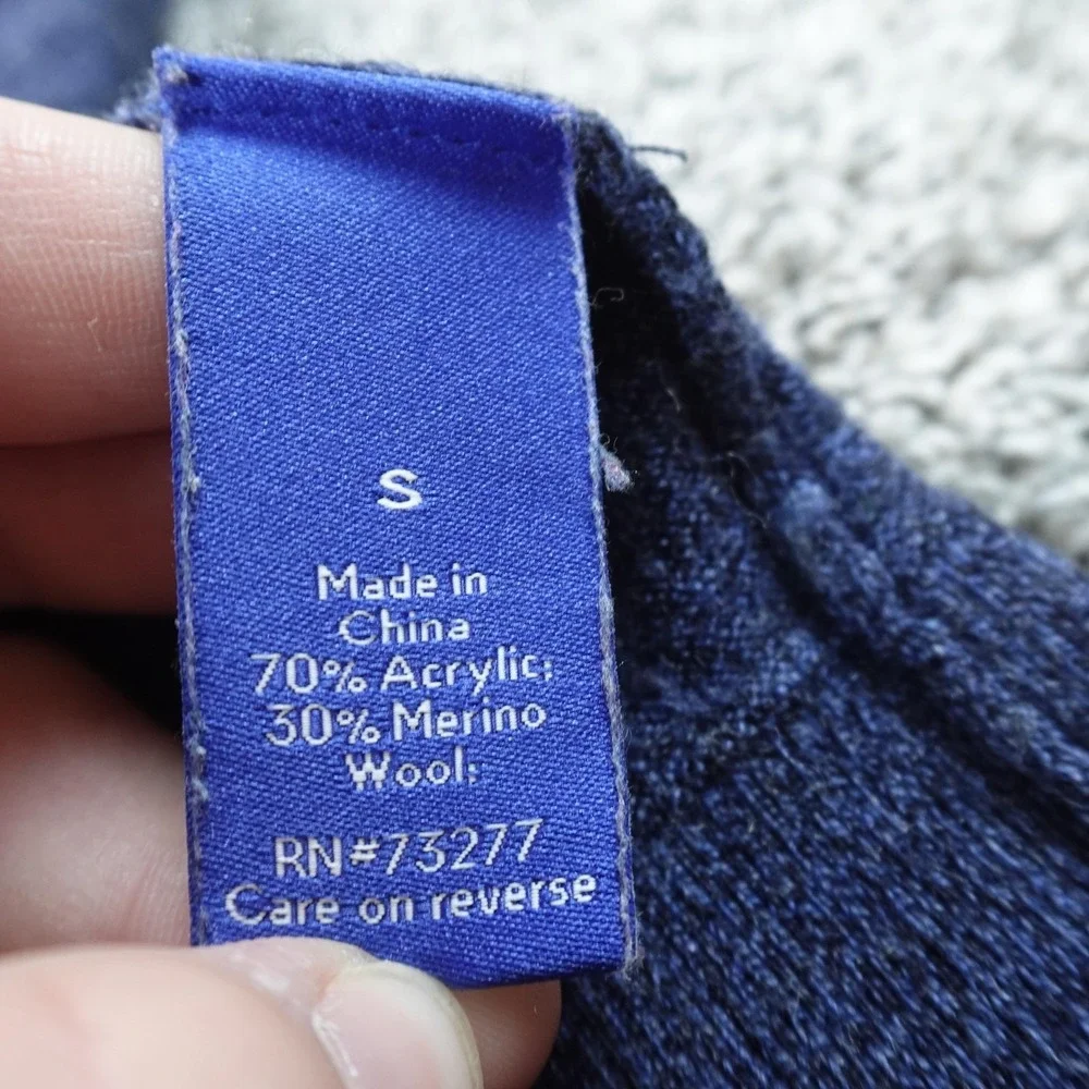APT 9 Sweater Mens S Blue Soft Merino Wool V Neck Knit Pullover Grandpa Cozy Top